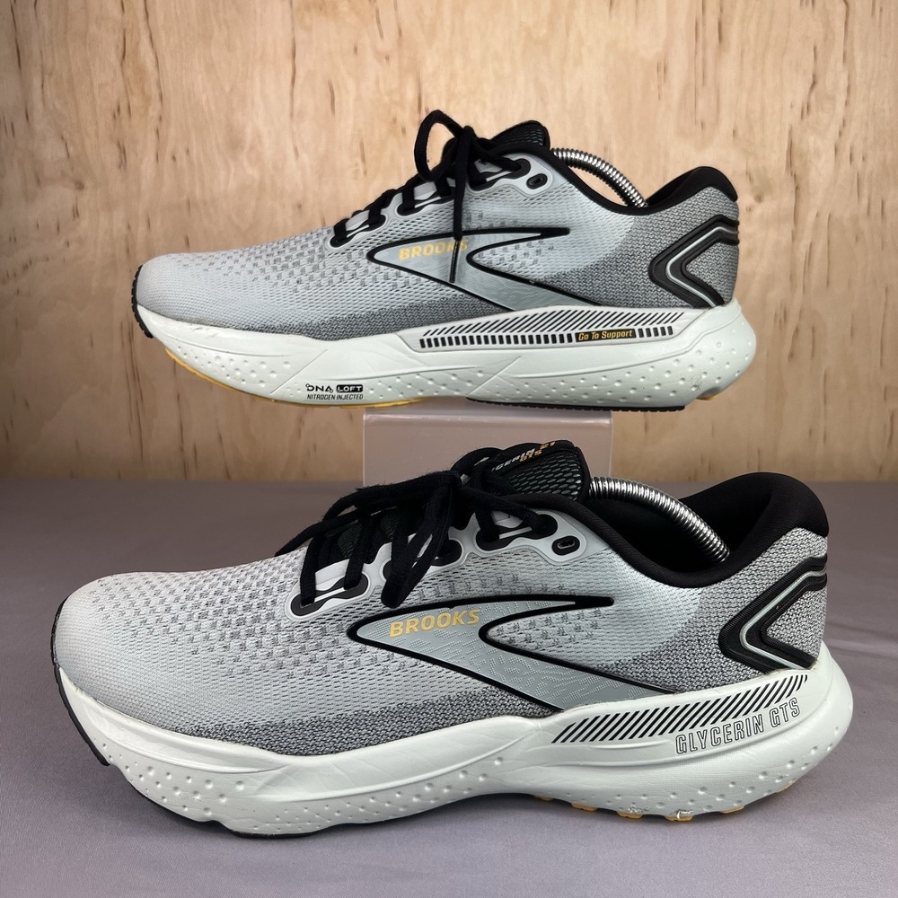 Brooks Glycerin GTS 21 Mens Size 12.5 D Gray Green Running Walking Shoes Sneaker